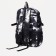 Young backpack from textiles with a zipper, 4 pockets, black/white color