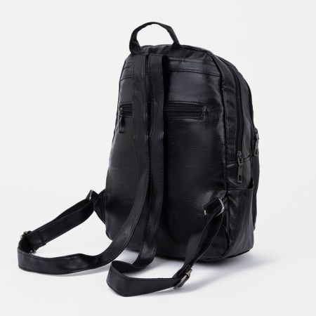 Women's backpack made of artificial leather with lightning, black color-2