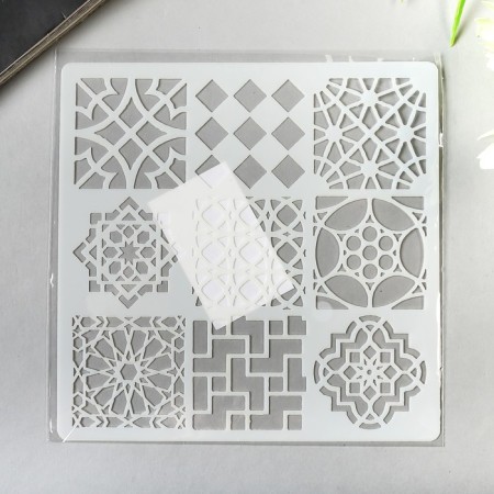 Plastic stencil "Geometry" 13x13 cm-2