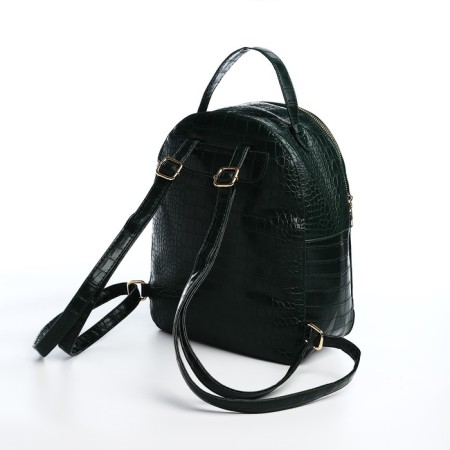 Women's backpack made of artificial leather with lightning, 1 pocket, green color-2