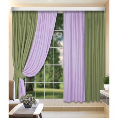Set of curtains, size 160x260 cm, 2 pcs, olive color, lilac