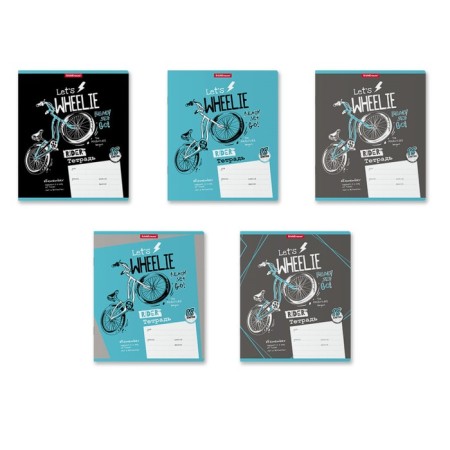 Notebook of 18 sheets in the Erichkrause bicycle Rider, cover coated cardboard, offset block, whiteness 100%, mix