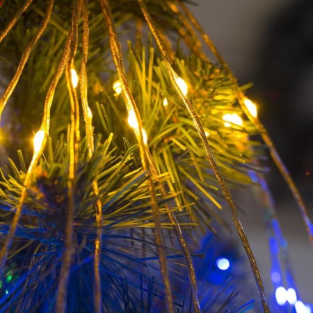 Girlynda "Horse tail" 15 threads of 2 m, IP20, golden thread, 300 LED, glow of multi, 220 V-3