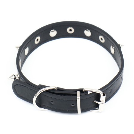Collar "Lyon" with spikes 45 x 2 cm, Osh 34-40 cm, artificial leather, black-1