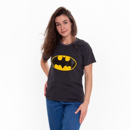 T-shirt female, color dark gray melange, bat, size 52-1