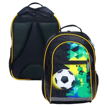School backpack, 39 x 24 x 19 cm, ergonomic back, calligrata a "football", black-5