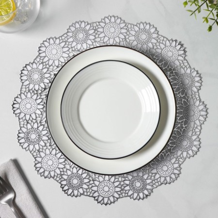 A set of openwork shade "Blooms", 4 pcs, 30 × 30 cm, silver color-4
