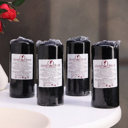 Candle cylinder, 5x11.5 cm, set 4 pcs, black-3