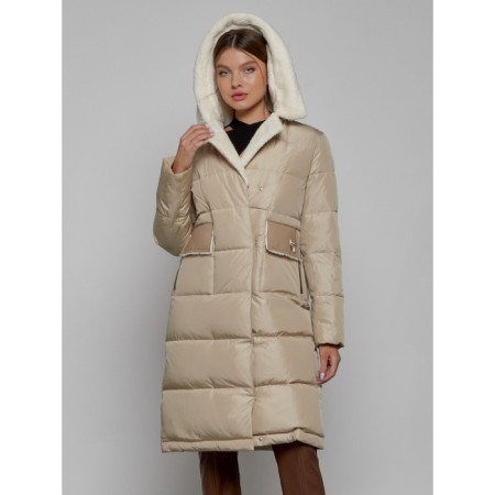Coat insulated winter female, size 50, beige color-4