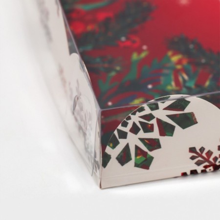 Box for confectionery products with PVC Bright holiday lid, 21 x 21 x 3 cm, new year-5