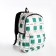 Youth backpack from textiles, 3 pockets, milk/green color