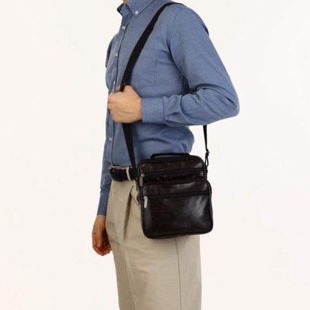Male bag, 24*11*20 cm, lightning departure, 3 n/pocket, reg. Min, brown-5