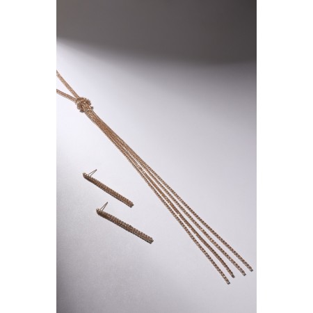 Set 2 subjects: earrings, pendant "Elegance" burn, white color in pink gold, 42 cm-1