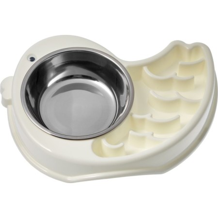 Animal bowl Bradex "Smart feeding", 29x21x5cm, stainless steel, plastic, white-1