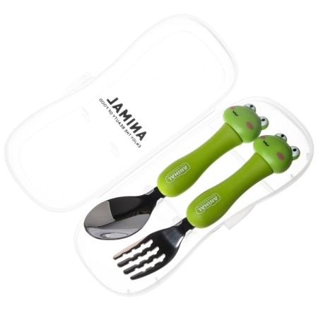 A set of children's cutlery in the “Frogsat” case, fork, spoon-8