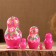 Nesting doll "rose", pink dress, 5 puppet, 10 cm