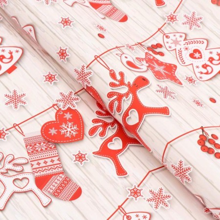 Glossy packaging paper "Christmas garland", 70 x 100 cm, 1 sheet-1