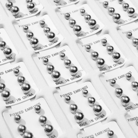 Pusets in a box of 108 pairs "Assorted" beads No. 3, 4, 5, silver color-3