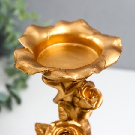 Polystone candlestick for 1 candle "roses. Trinoga" gold 20.8x7.5x7.5 cm-6
