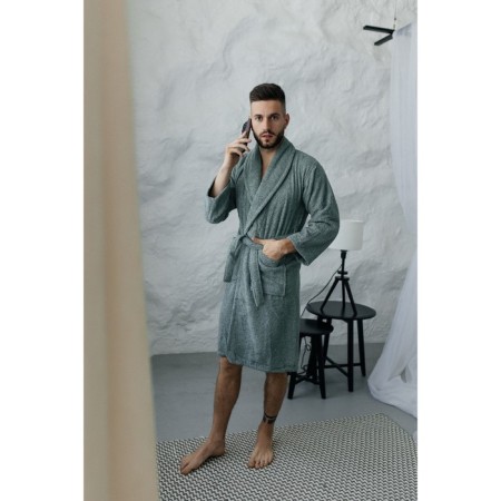 Tainted male bathrobe, size 46, emerald color-3