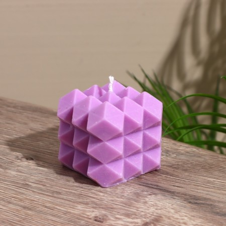 Candle "rhombics" 6x6x6 cm, soy wax mix-2