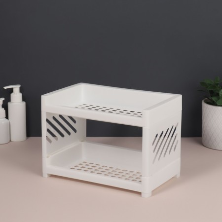 Organizer for storage, 2 sections, 24.2 × 15 × 16.7 cm, white color-1