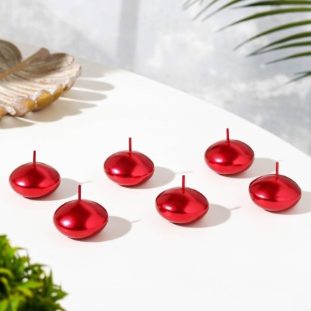 Set of candles "Oval", 6 pieces, red metallic, 4 × 2cm