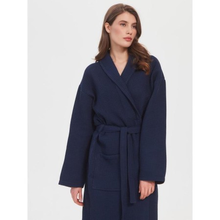 Unisex bathrobe Pamira, size m, blue color-11