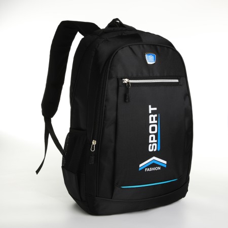 Youth backpack on a zipper, 4 pockets, black/blue color-2