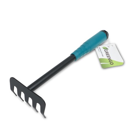 Grave is small, straight, 5 teeth, length 28.5 cm, metal, plastic handle, Greengo-8