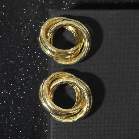 Earrings Metal "Geometry" circles intertwined, color gold-1