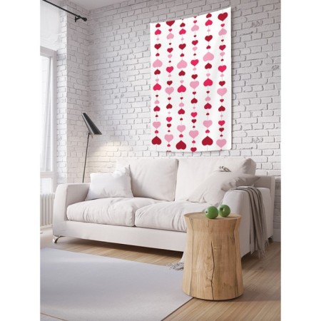 Decorative panel with photo printing "Girland from hearts", vertical, size 150x200 cm