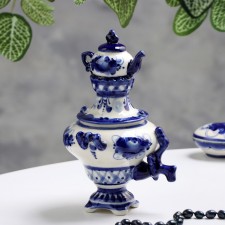 Samovar is medium, gzhel, porcelain, 18x11 cm
