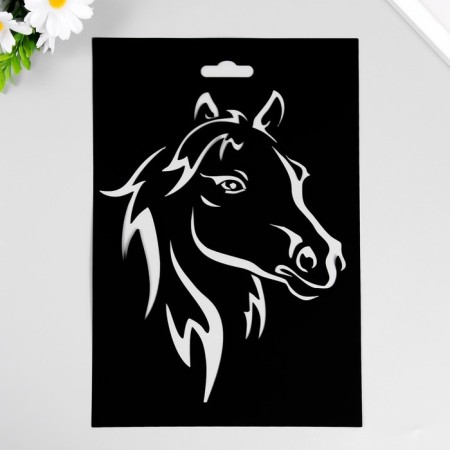 Plastic stencil "Horse head No. 1" 20x29cm