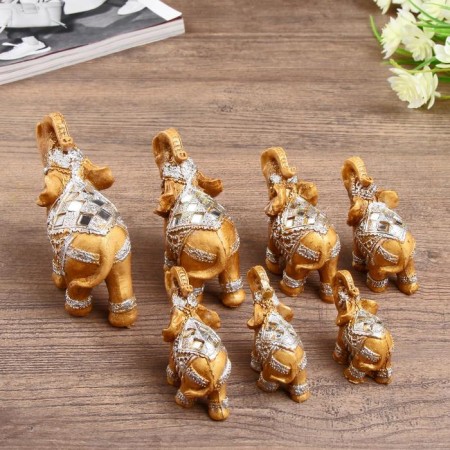 Souvenir Polystone Set 7 pcs "Family Elephants" 20x9.5x9 cm-2