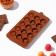 Form for chocolate of the share "Heart", silicone, 23.2 × 12 × 1 cm, 15 cells (d = 3.3 cm), brown color