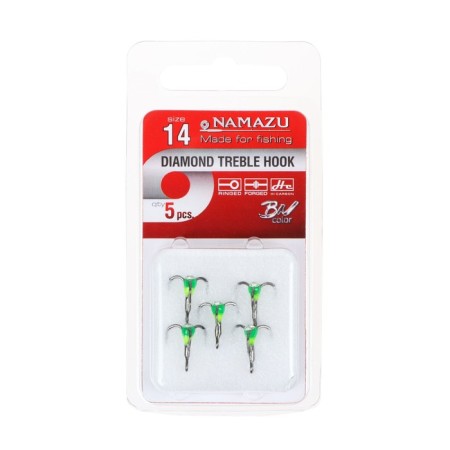 Namazu traffic ralom hook, with a drop and stone, 14 (int), yg color, in a package of 5 pcs.