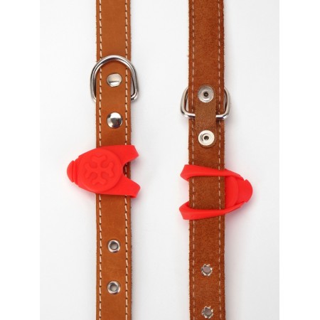 Light beacon on the collar/leash with 3 lumber modes "Paw", 3.2 cm, silicone, red-6