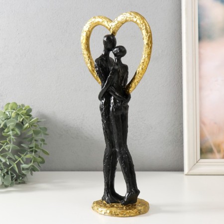 Souvenir Polystone "Abstraction. Kiss at the heart" gold with black 14.5x9x32 cm-3
