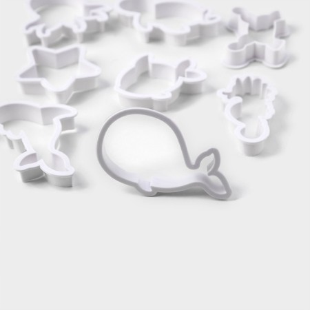 A set of forms for cutting the cookies of the share “underwater world”, 8 objects, white color-2