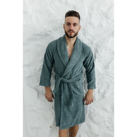 Tainted male bathrobe, size 48, green color-1