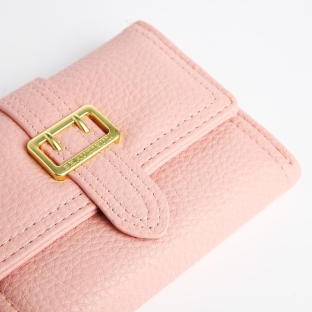 Women's wallet on the button, pink color-2