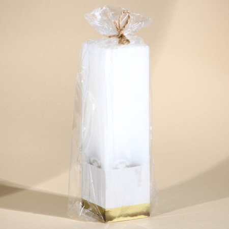Interior candle white with concrete, bottom gold, 5 x 5 x17.5 cm-2
