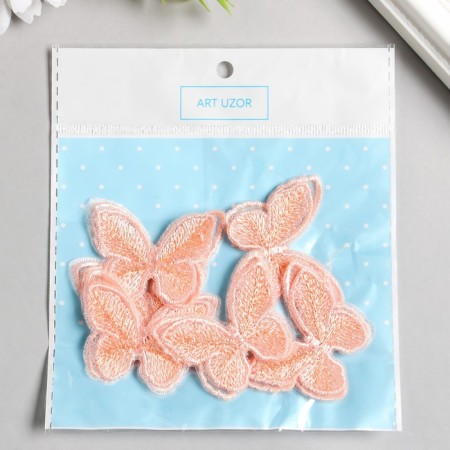 Decor for creativity Textile embroidery "Percane butterfly" double wings 3.7x4.5 cm-2
