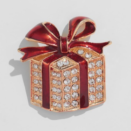 Brooch "Gift", red-white color in gold