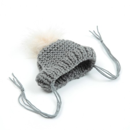 Knitted hat for dogs, with pompom, XS-S (head volume 22 cm, height 7.5 cm), mix-3