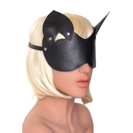 Mask "cat" closed, leather, black-2