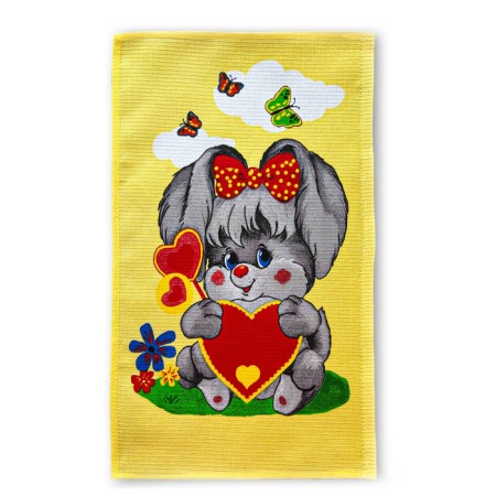Waffle bunny towel with a heart 35x60cm, 150g/m, HL 100%