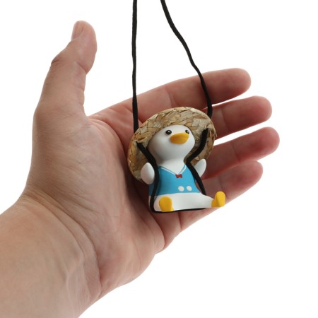 Suspension on a mirror, duck in a hat, height 8 cm, lace 50 cm-2