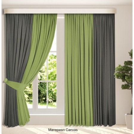 Set of curtains "Canvas", size 200x260 cm, 2 pcs, pavement color, olive-4